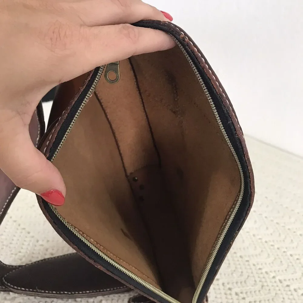 Artisan Colorblock leather cross body Sling bag mini Teardrop backpack